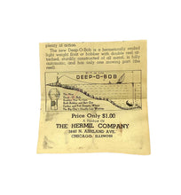 Load image into Gallery viewer, Antique Fishing Ad for DEEP-O-BOB Vintage Fishing Bobber in Box. The HERMIL COMPANY of CHICAGO, ILLINOIS
