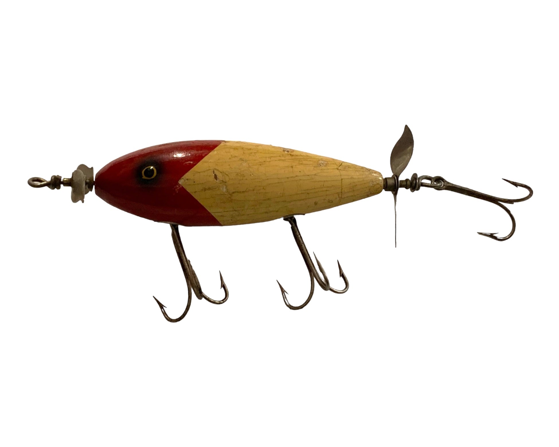 Antique SOUTH BEND SURF-ORENO Wood Fishing Lure • RED WHITE – Toad
