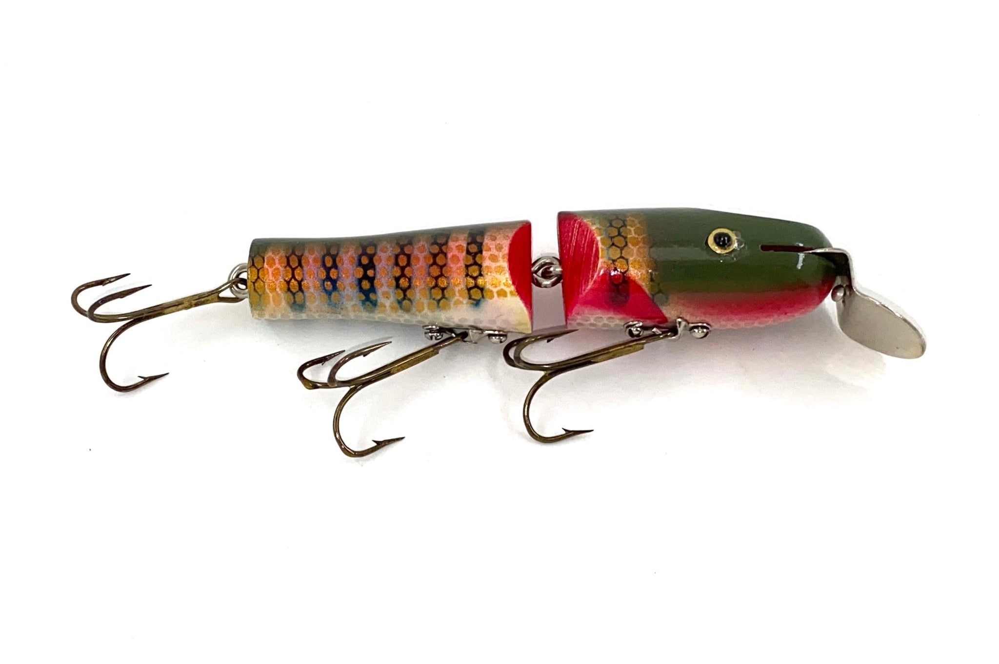 LUCKY STRIKE BAIT WORKS Jointed Wood Fishing Lure • GREEN PIKE – Toad Tackle