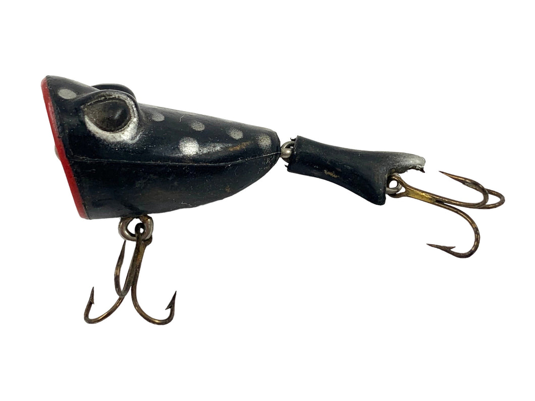 BROOK'S BAITS Jointed Baby Topwater Popper Fishing Lure •JSP57  BLACK w/ SILVER SPOTS