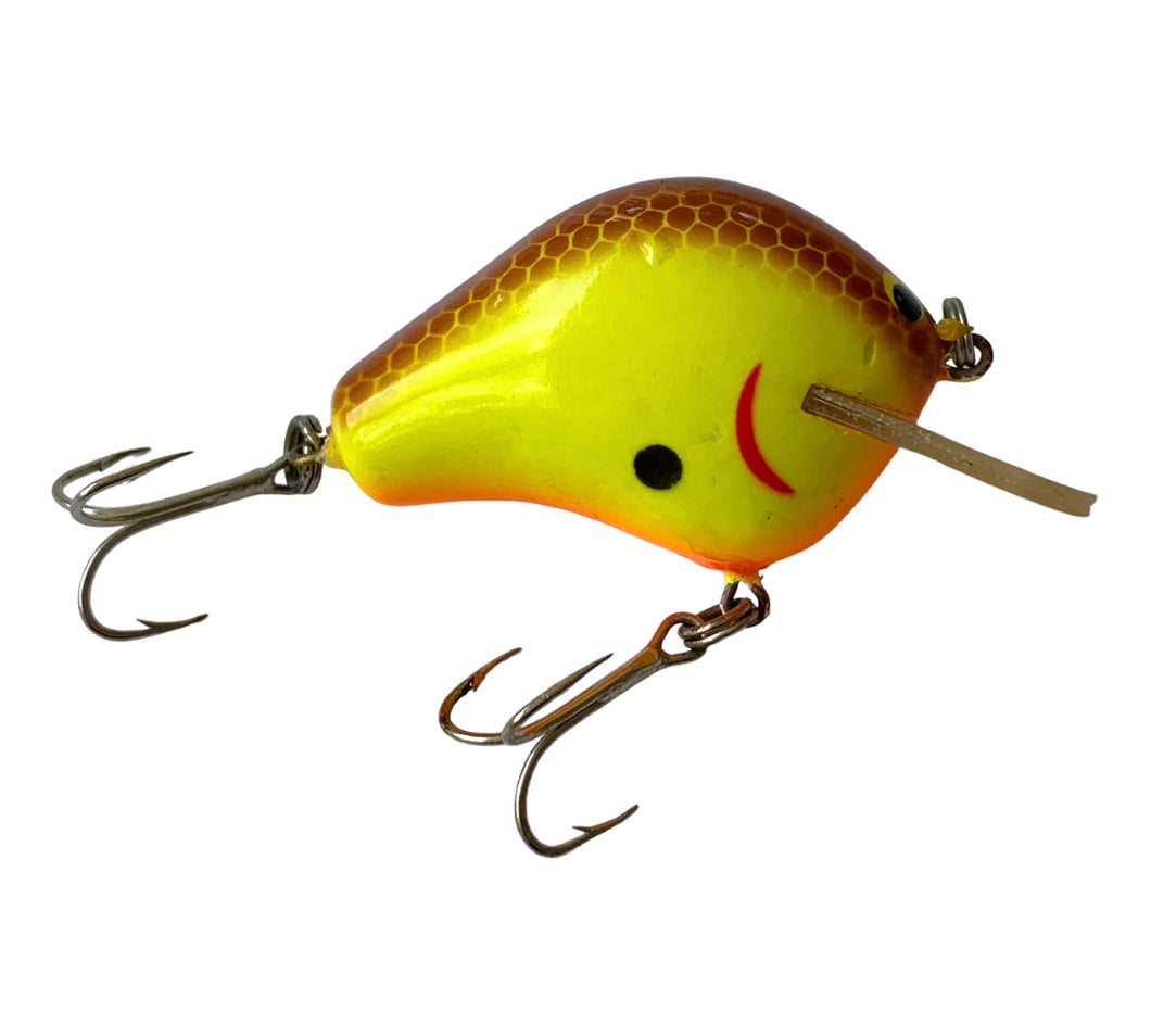 Right Facing View of JIM BAGLEY BAIT COMPANY BB1 BALSA B 1 Square Bill Fishing Lure in CRAYFISH on CHARTREUSE.  Featuring All Brass Hardware. Available at Toad Tackle.
