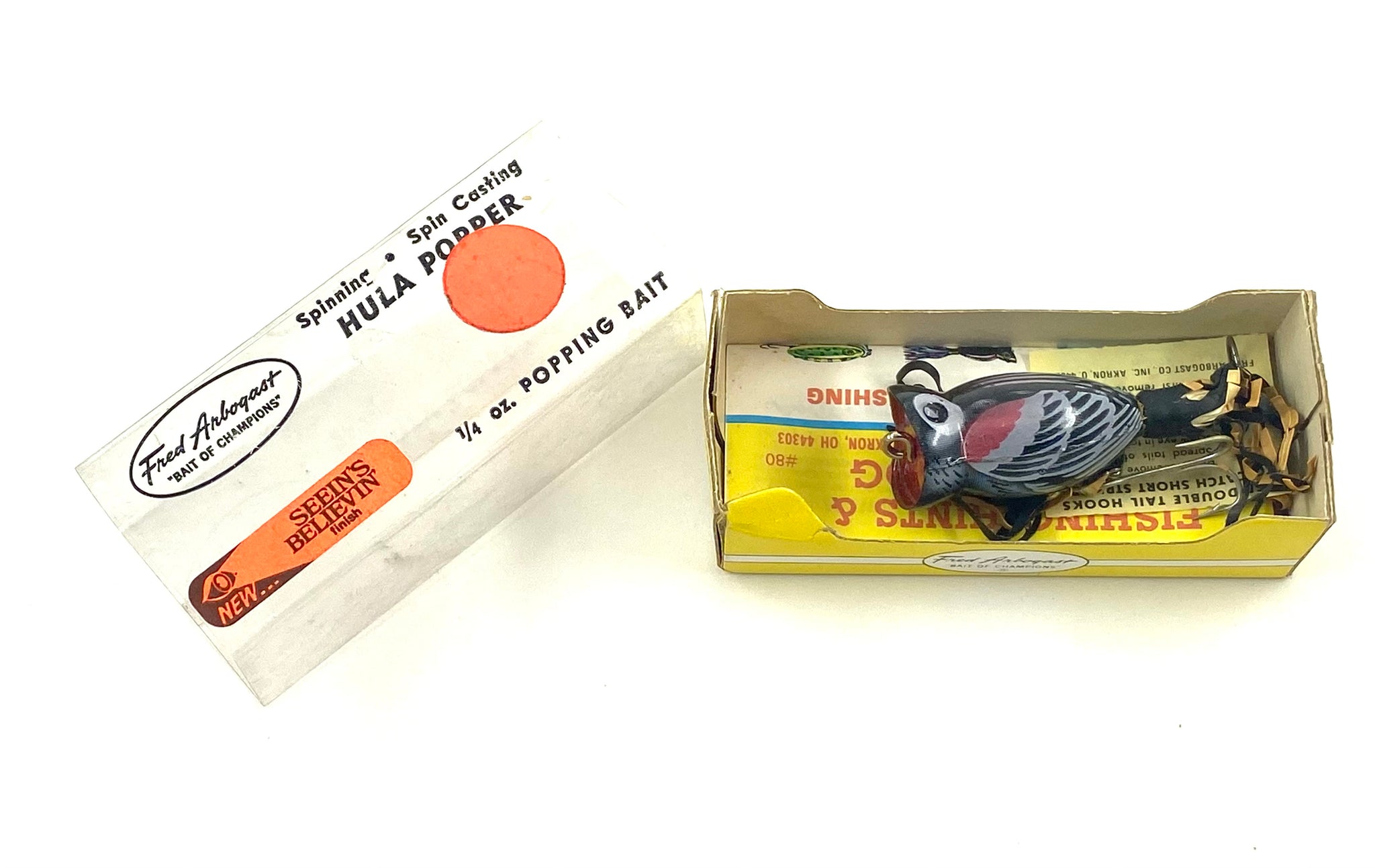 arbogast lure company hula popper fishing lure 1/4 oz Fred Arbogast HULA POPPER Fishing Lure • BLACKBIRD – Toad Tackle