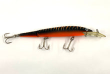 Load image into Gallery viewer, Toad Tackle • ToadTackle.net • ToadTackle.co • ToadTackle.us • Rebel FASTRAC JOINTED MINNOW Vintage Fishing Lure • &quot;REVERSE BENGAL TIGER&quot; BLACK/ORANGE BELLY &amp; STRIPES
