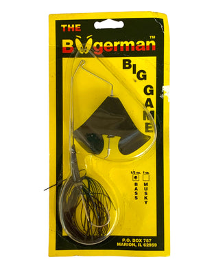THE BOOGERMAN MAGNUM RACKET BUZZ Bass Fishing Lure in BLACK Front Package View