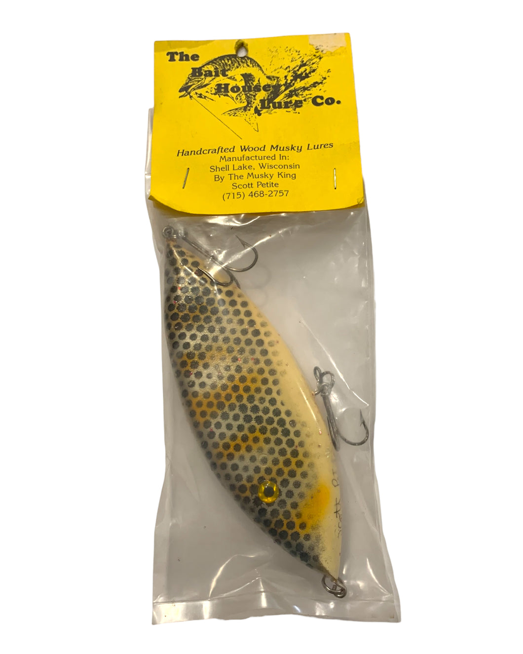Front Package View of THE WILLY JERK from THE BAIT HOUSE LURE Company of Wisconsin WOOD MUSKY Fishing Lure