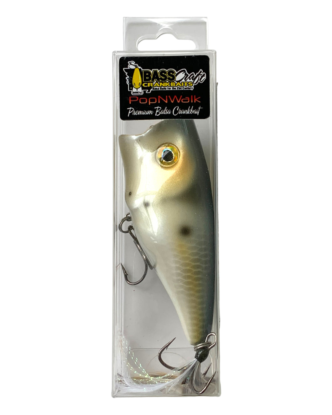 Package Front View of  Handcrafted Balsa BASS CRAFT CRANKBAITS POP N WALK Fishing Lure in BATEY SHAD