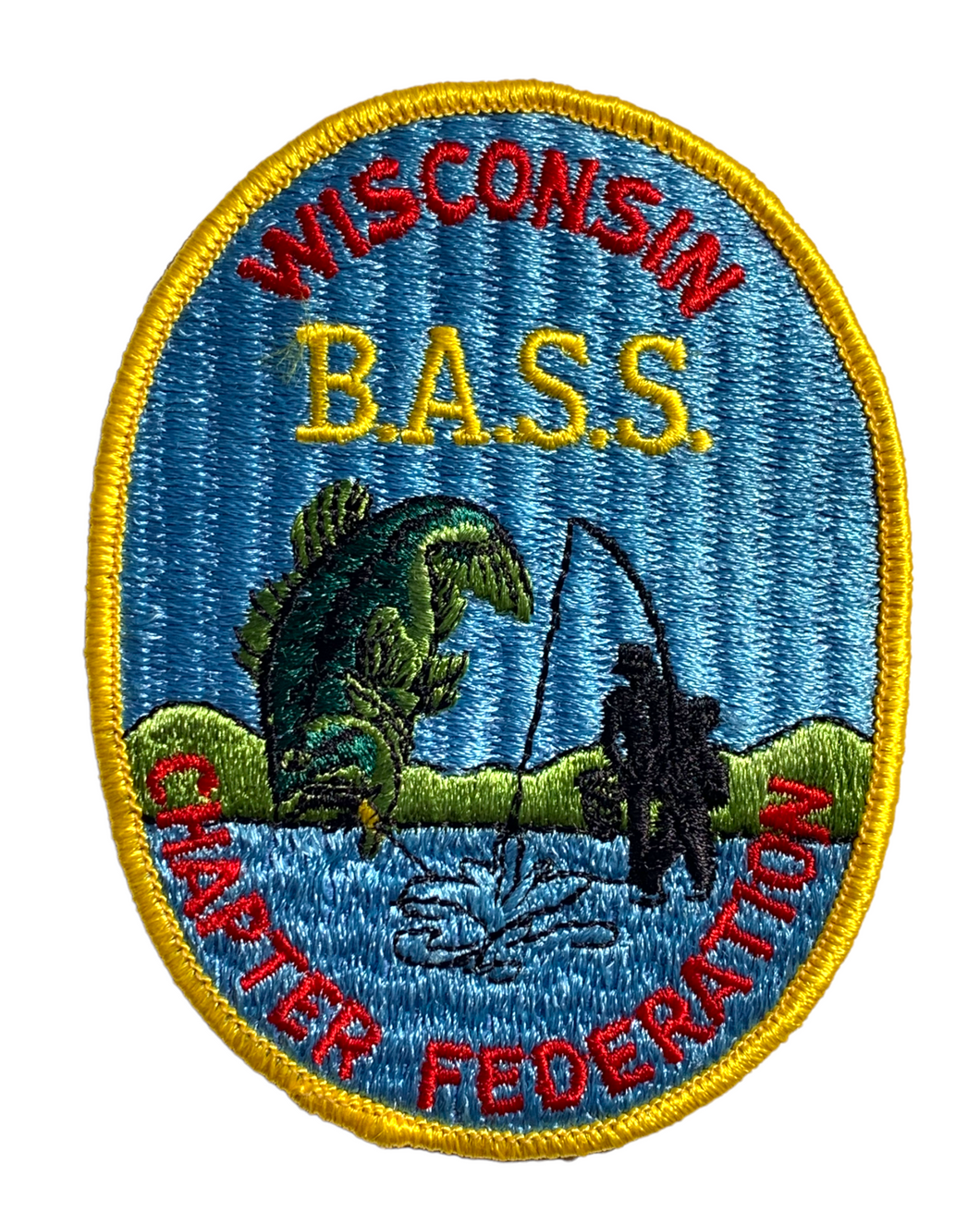 Front View of WISCONSIN B.A.S.S. (Bass Anglers Sportsman Society) CHAPTER FEDERATION PATCH