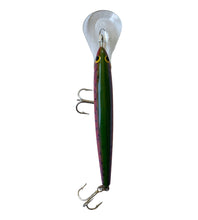 Load image into Gallery viewer, Top View of BAGLEY BAIT COMPANY  BANG-O #5 Fishing Lure in RAINBOW TROUT on SILVER CHROME. For Sale Online at Toad Tackle. 
