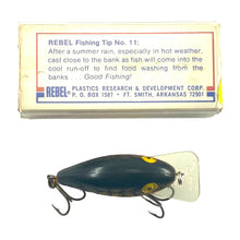 Load image into Gallery viewer, Top View with Box Bottom View of REBEL LURES Square Lip WEE R SHALLOW Fishing Lure in GOLD/BLACK BACK w/ STRIPES
