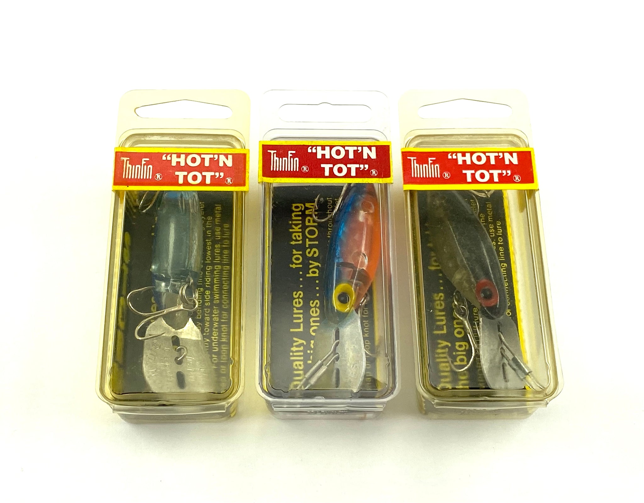 Lot of 3 • Vintage Storm H Series Hot'N Tot Fishing Lures • RED LABEL –  Toad Tackle