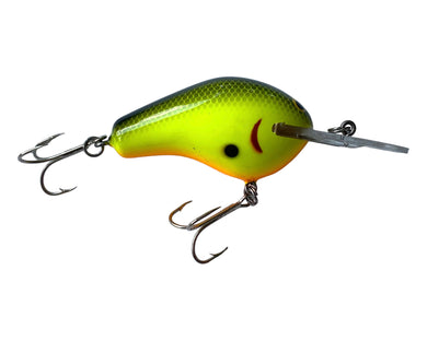 Right Facing View of BAGLEY BAIT COMPANY Diving B 2 Fishing Lure in BLACK on CHARTREUSE. Available at Toad Tackle.