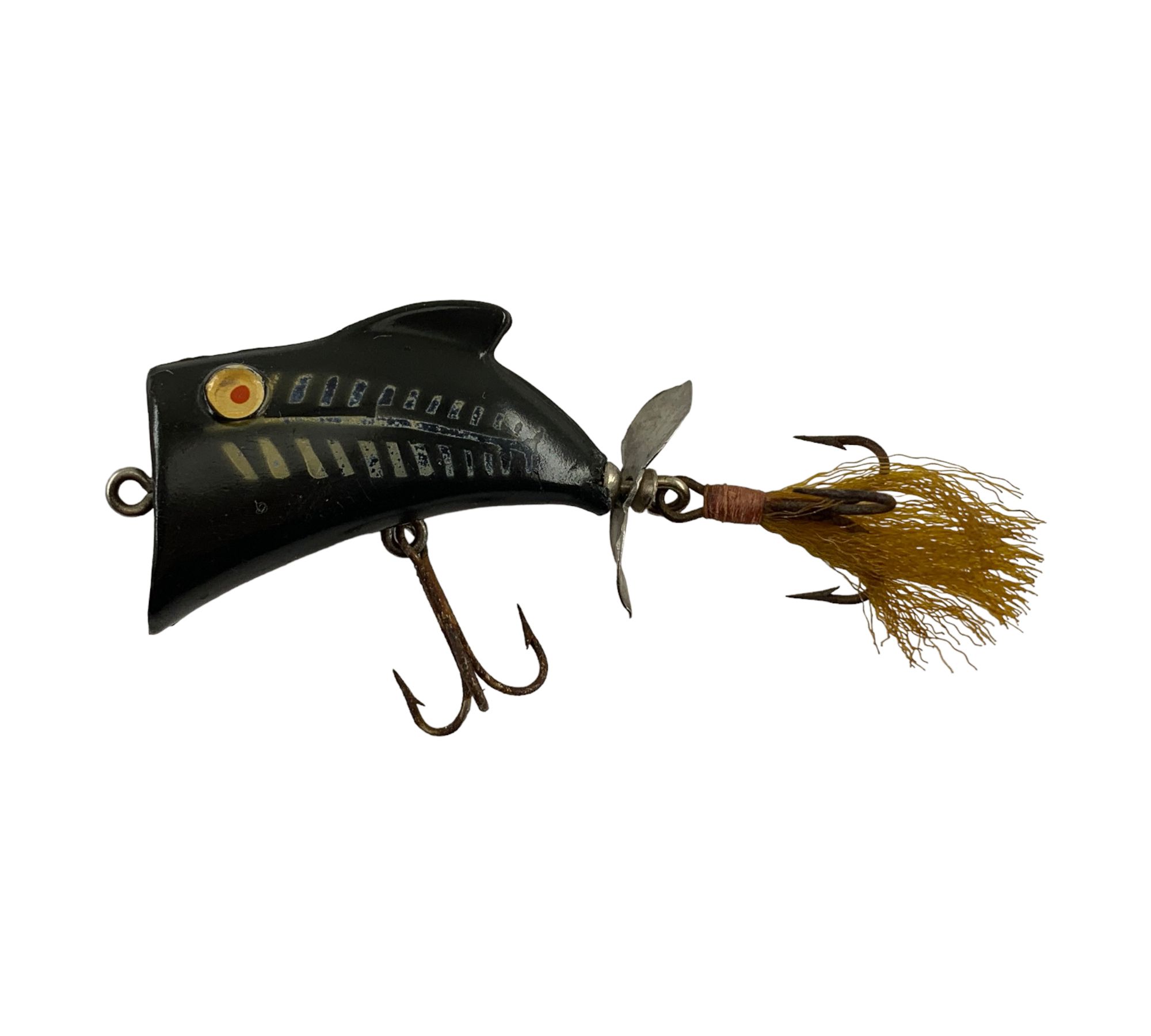 fish stopper lure WHOPPER STOPPER LURES TOPPER Vintage Fishing Lure • BLACK HERRINGBONE