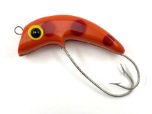 Load image into Gallery viewer, Antique IDEEL &quot;The Weeder&quot; 5/8 oz Spring Loaded Fishing Lure • ORANGE w/ RED DOTS
