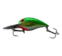 Load image into Gallery viewer, Left Facing View of STORM LURES WIGGLE WART Fishing Lure in METALLIC GREEN with SPECKS
