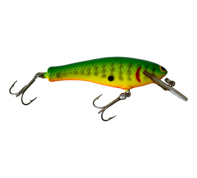 Right Facing View of BAGLEY BANG-O B3 Fishing Lure in GREEN CRAYFISH on CHARTREUSE. Brass Hardware. Available at Toad Tackle.