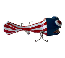 Lade das Bild in den Galerie-Viewer, Right Facing View of USA Flag FROGGISH Fishing Lure Handmade by MARK M. DEVLIN JR. Available at Toad Tackle.
