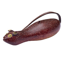 Load image into Gallery viewer, Left Facing View of DULUTH FISHING DECOY by JIM PERKINS • MUSKRAT w/ LEATHER TAIL
