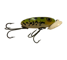 Load image into Gallery viewer, Right Facing View of SIDE STAMPED 2nd Generation Hardware FRED ARBOGAST 5/8 oz JITTERBUG w/Plastic Lip Fishing Lure in FROG
