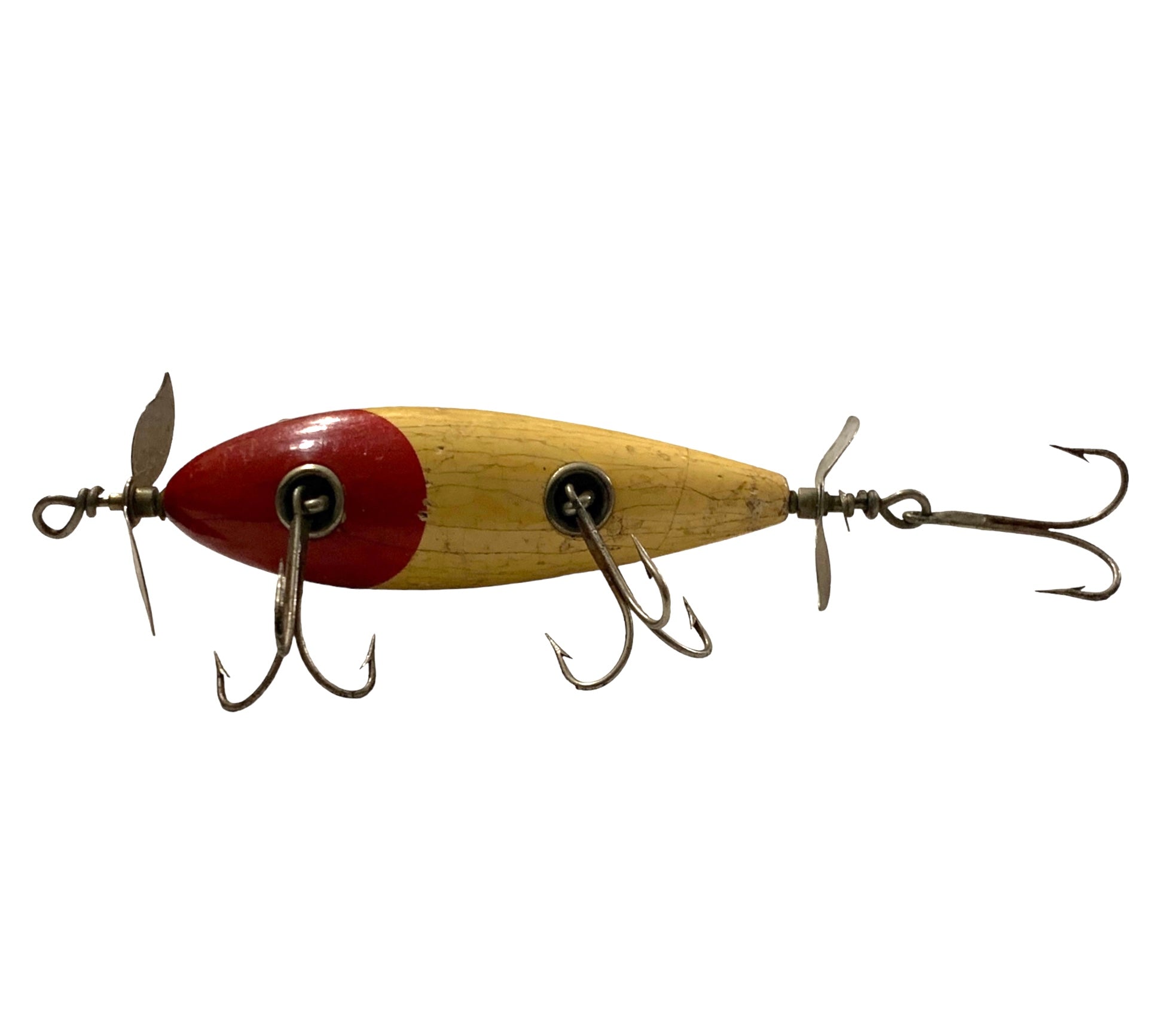 Antique SOUTH BEND SURF-ORENO Wood Fishing Lure • RED WHITE – Toad