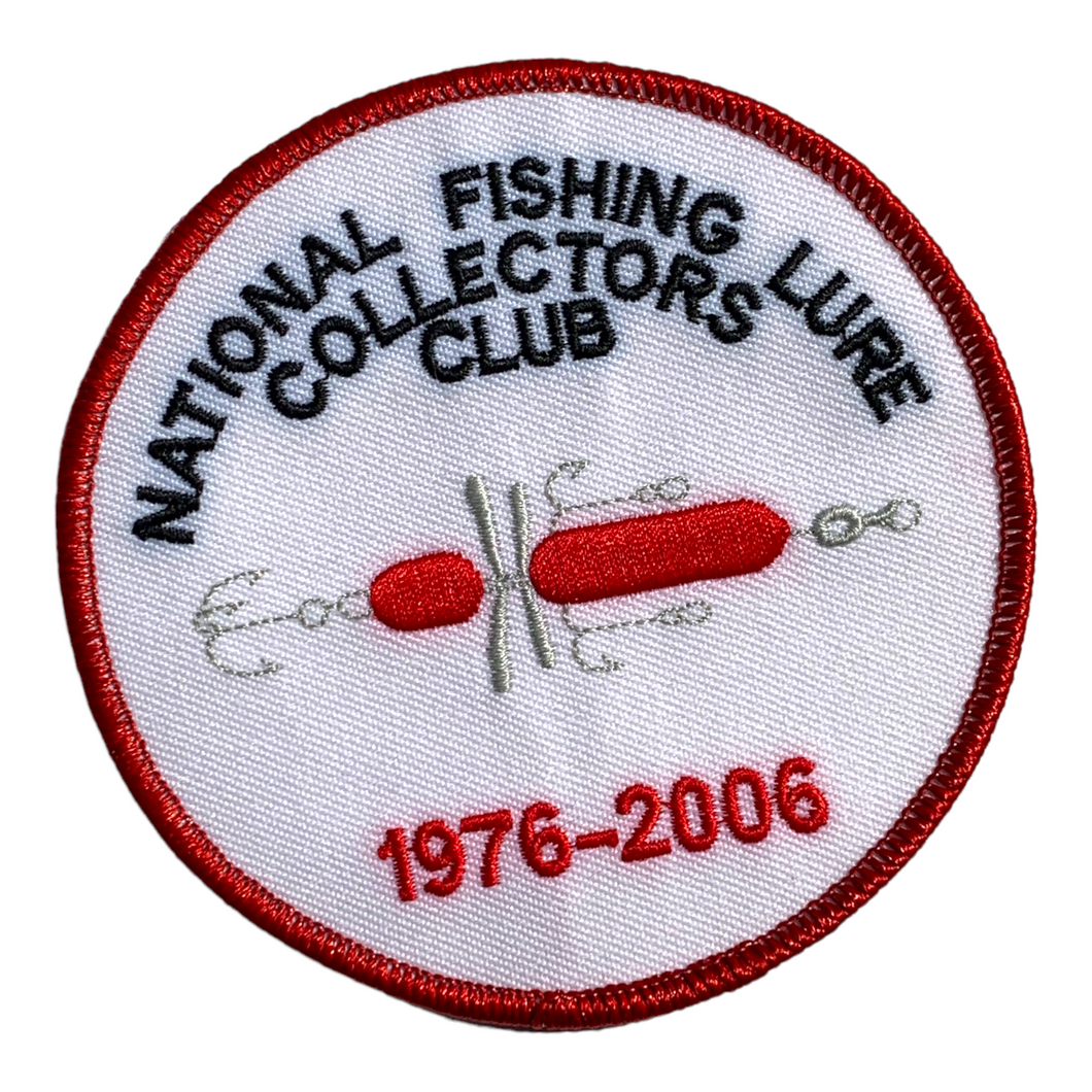 NFLCC • NATIONAL FISHING LURE COLLECTORS CLUB ANNIVERSARY PATCH • 1976-2006 SHAKESPEARE REVOLUTION LURE