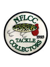Load image into Gallery viewer, Front View of NFLCC National Fishing Lure Collector&#39;s Club Patch • 1993 FRED ARBOGAST JITTERBUG
