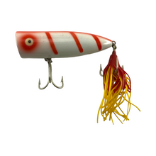 Charger l&#39;image dans la galerie, Toad Tackle • ToadTackle.net • ToadTackle.co • ToadTackle.us • Antique Vintage Discontinued Fishing Lures• Daisy Heddon Big Chugg 9550 RWS • White with Red Stripe
