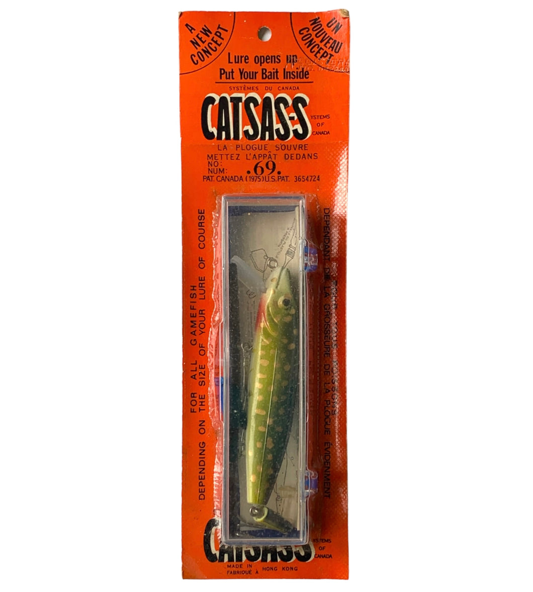 Front Package View of SYSTEMS OF CANADA CATSAS-S Vintage Fishing Lure • No. 69 MUSKY or PIKE. Available at Toad Tackle! 