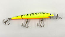 Load image into Gallery viewer, Toad Tackle • ToadTackle.net • ToadTackle.co • ToadTackle.us • Rebel FASTRAC JOINTED MINNOW Vintage Fishing Lure • ORANGE/CHARTREUSE BELLY &amp; BLACK STRIPES
