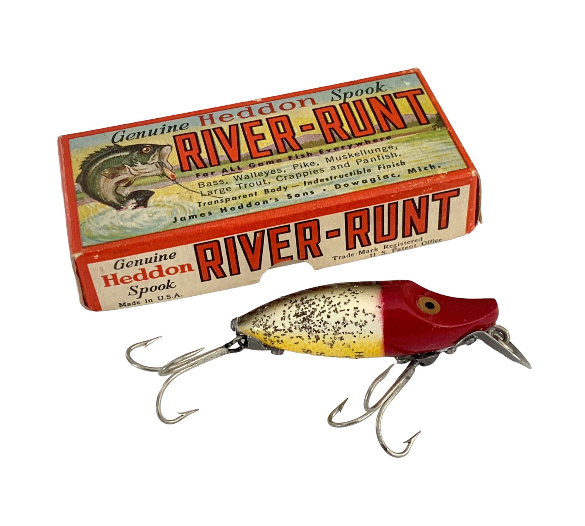 1930s HEDDON River Runt #9119 XRS Fishing Lure Dowagiac Michigan USA