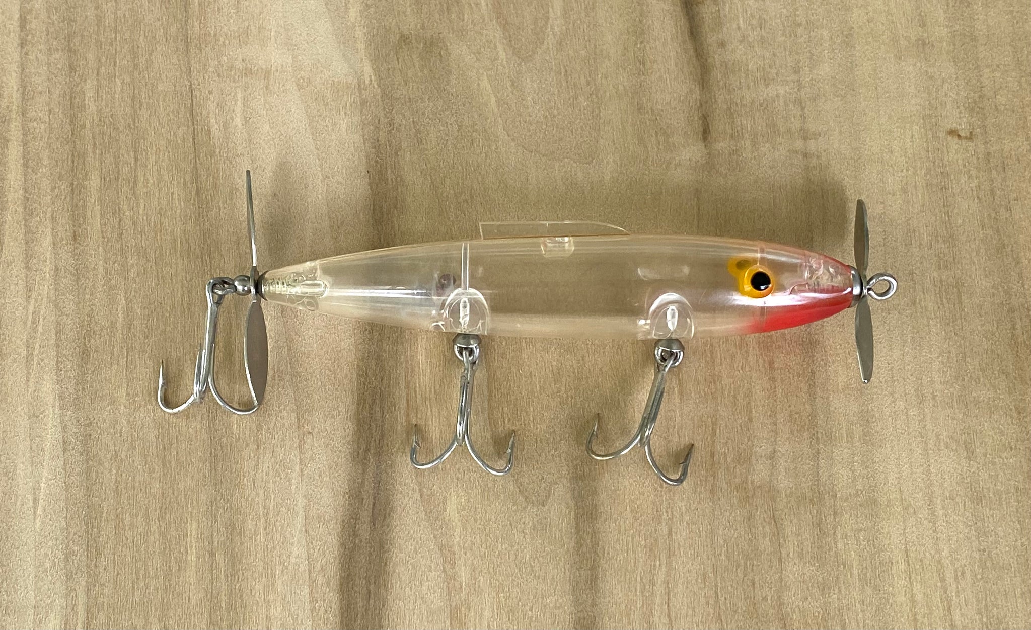 Dual Spinners • BILL LEWIS TOPWATER PROP Fishing Lure • CLEAR – Toad Tackle