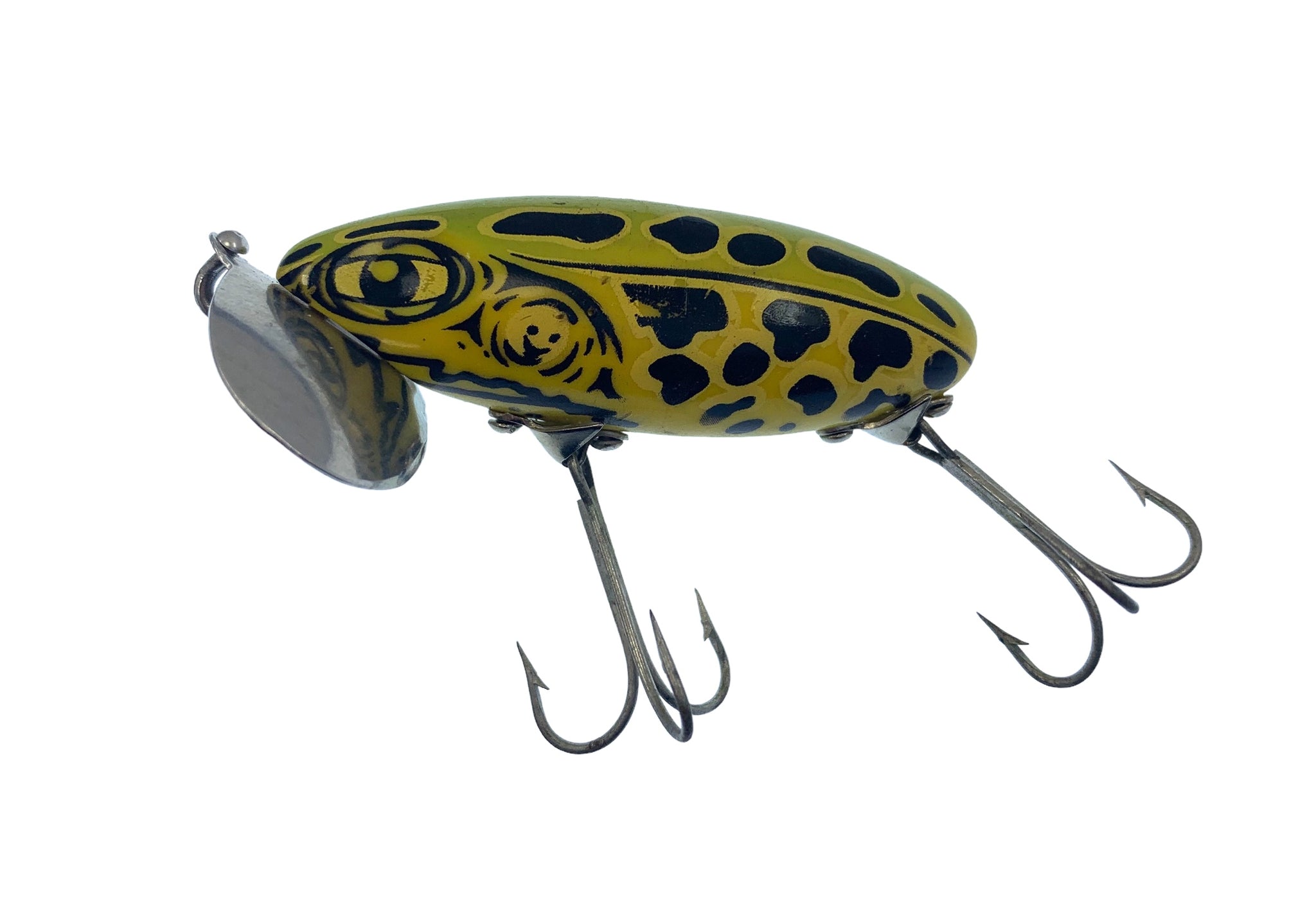 5/8 oz Fred Arbogast Jitterbug Fishing Lure • LEOPARD FROG w/ YELLOW B –  Toad Tackle