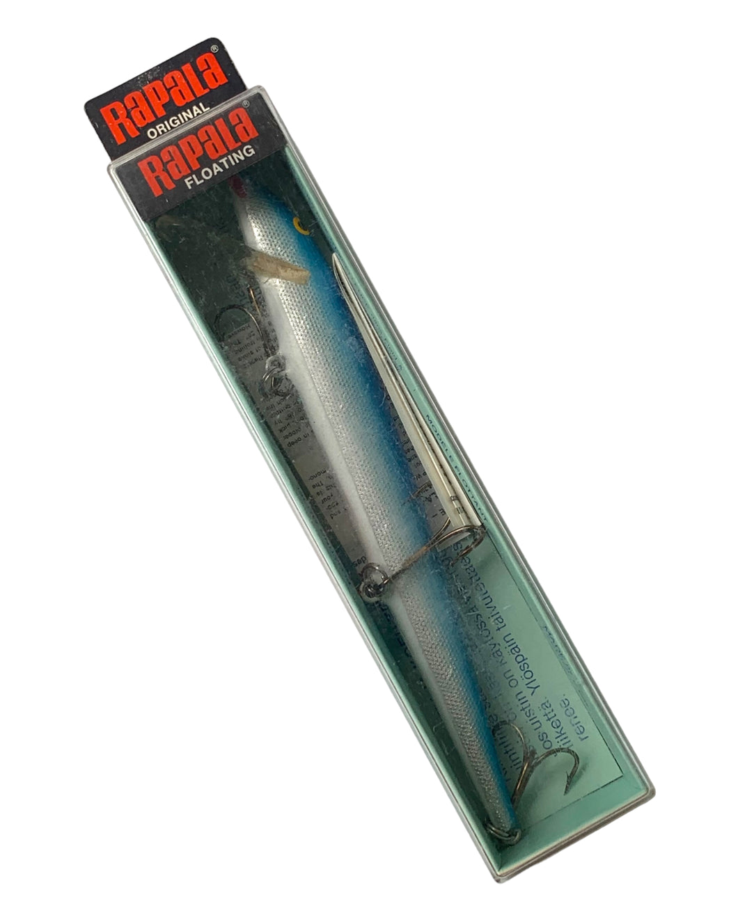 Boxed View of  RAPALA ORIGINAL FLOATING 18 (F-18) Fishing Lure in Blue. Finland Made. Only at Toad Tackle.