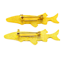 Load image into Gallery viewer, PAIR of Eco-Friendly Catch &amp; Release • Vintage Musky &quot;RELEASED&quot; Pins • WHITE &amp; GREEN
