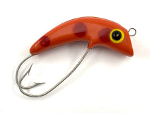 Lade das Bild in den Galerie-Viewer, Antique IDEEL &quot;The Weeder&quot; 5/8 oz Spring Loaded Fishing Lure • ORANGE w/ RED DOTS
