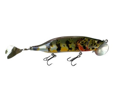 Right Facing View of 2006 ﻿VAGABOND LURES AGGRESSIVE BASS HANDMADE Wood Fishing Lure in PEACOCK BASS