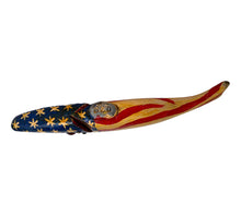Load image into Gallery viewer, DFD Belly Weight View of Jim Perkin&#39;s DULUTH FISHING DECOY (DFD) USA FLAG Musky
