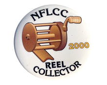 Load image into Gallery viewer, NFLCC REEL COLLECTOR Convention Button Pin • ANTIQUE FISHING REEL
