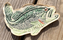 Cargar imagen en el visor de la galería, Vintage Jumping Bass Embroidered Patch on Felt Background
