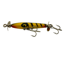 Load image into Gallery viewer, Left Facing View of SMITHWICK RACE HORSE WOOD Fishing Lure in YELLOW &amp; BLACK STRIPER
