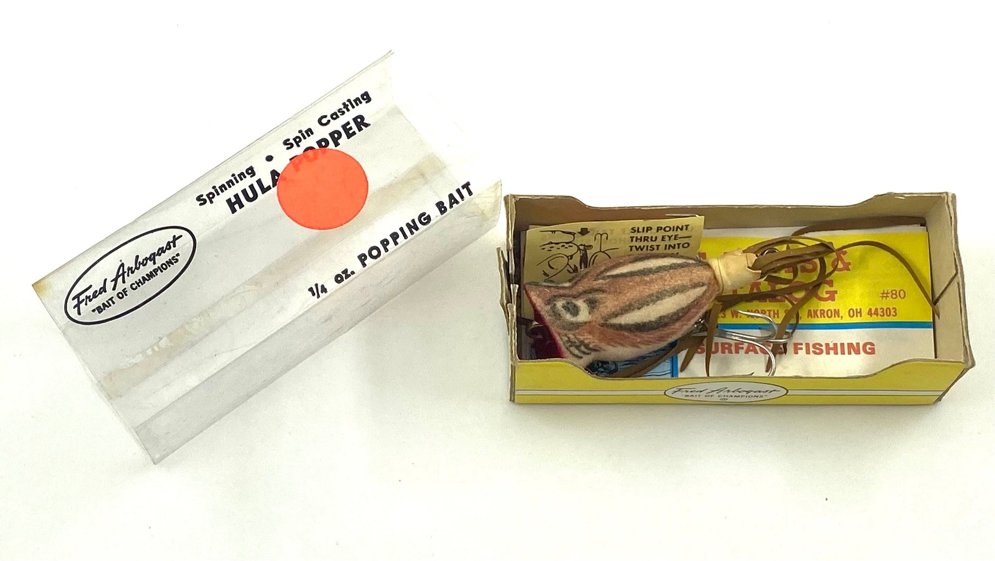 Fred Arbogast HULA POPPER Fishing Lure • FLOCKED CHIPMUNK – Toad