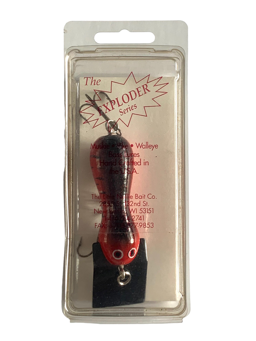 Handmade Musky, Bass, Walleye Fishing Lure From The Little Nellie Bait Company in RED w/ BLACK. Available at Toad Tackle.