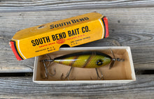 Load image into Gallery viewer, Antique South Bend Bait Company SURF-ORENO Wood Fishing Lure w/Original Box • YELLOW PERCH

