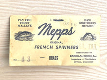 Load image into Gallery viewer, Antique • Factory Sealed MEPPS ORIGINAL FRENCH SPINNERS 6816 Fishing Lure •  B3 BRASS

