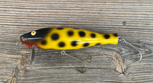 Load image into Gallery viewer, Left Facing View of Marathon Bait Company ROCK &amp; ROLL Topwater Fishing Lure in BLACK &amp; YELLOW
