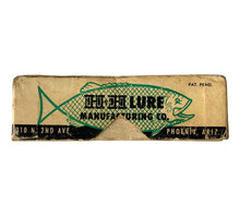 Cargar imagen en el visor de la galería, Box Side View of H &amp; H LURE MANUFACTURING COMPANY of Phoenix Arizona SCORPION Fishing Lure Box w/ Original Papers. For Sale at Toad Tackle.
