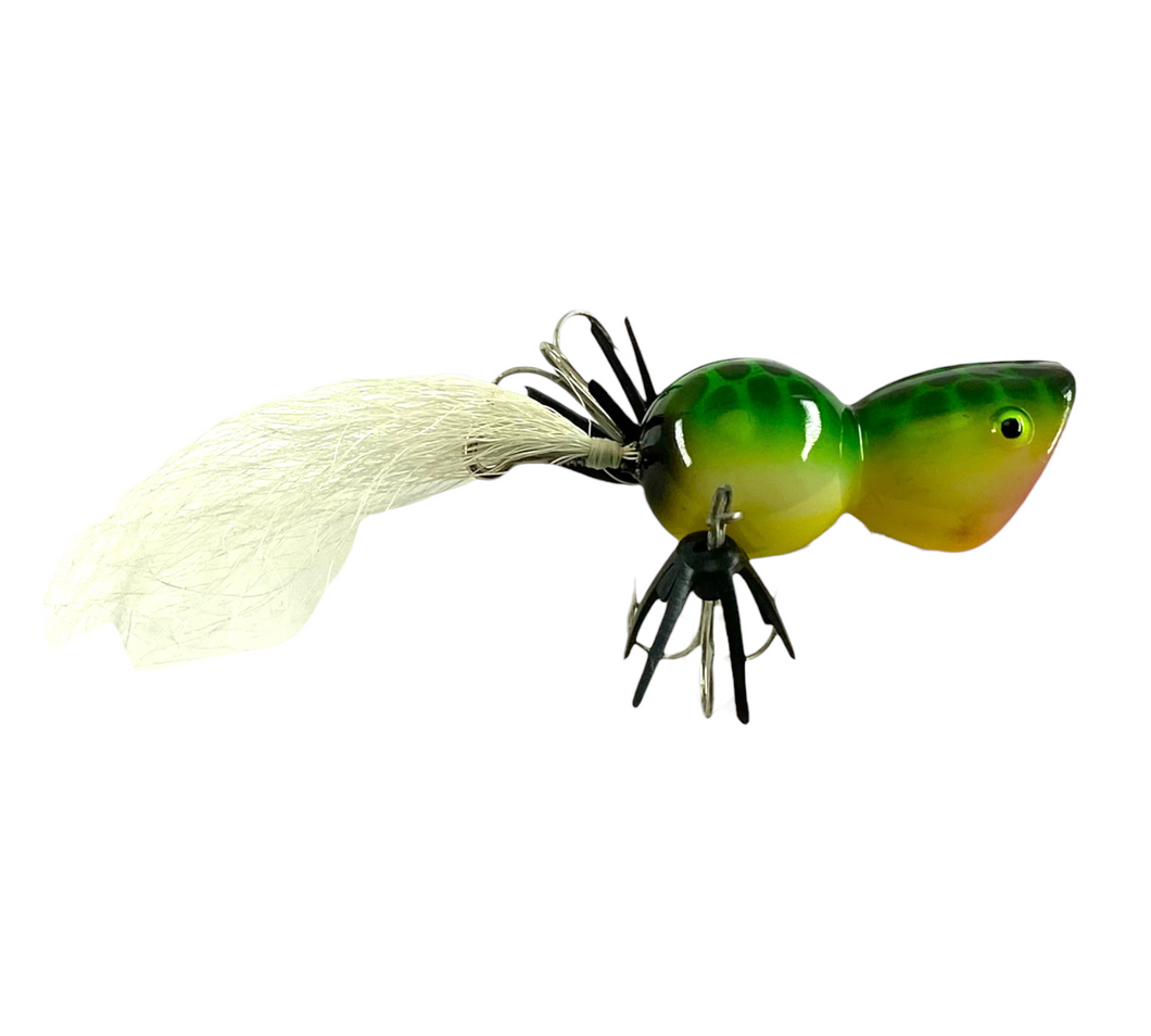 BUD STEWART TACKLE PAD HOPPER Plastic Fishing Lure in FROG YELLOW BELLY Topwater Popper Side View
