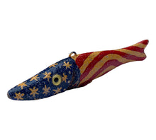 Load image into Gallery viewer, Left Facing View of DULUTH FISHING DECOY by JIM PERKINS • AMERICANA FLAG PIKE
