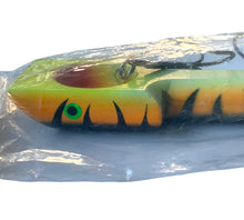 Load image into Gallery viewer, Up Close View of FISH-ON LURES HAMMERHEAD WOOD MUSKY FISHING LURE in TIGER PATTERN

