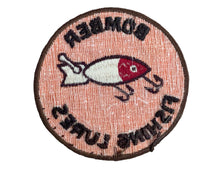 Load image into Gallery viewer, Back View of Bomber Bait Co. BOMBER FISHING LURES Vintage Patch
