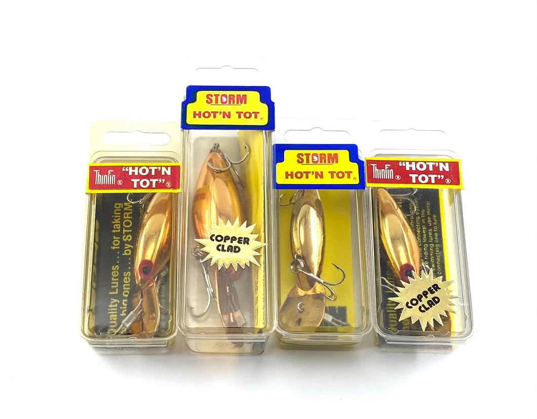 Lot of 4 STORM LURES Hot'N Tot Fishing Lures in METALLIC COPPER. AH & H Sizes.